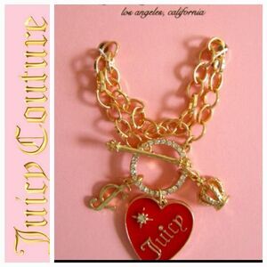 Juicy Couture Logo Heart & Crown Charm Bracelet